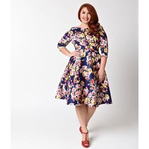 Unique Vintage Floral Swing Dress